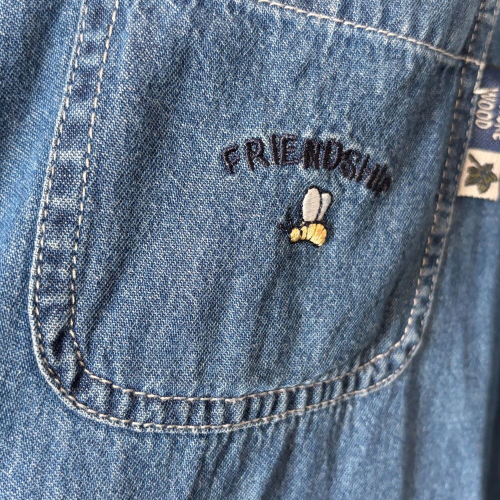 Disney Vintage Winnie the Pooh Denim and Corduroy Button Up Plus Sie 22/24 - Picture 11 of 15